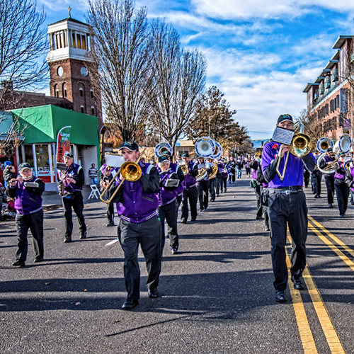 Marching band in street