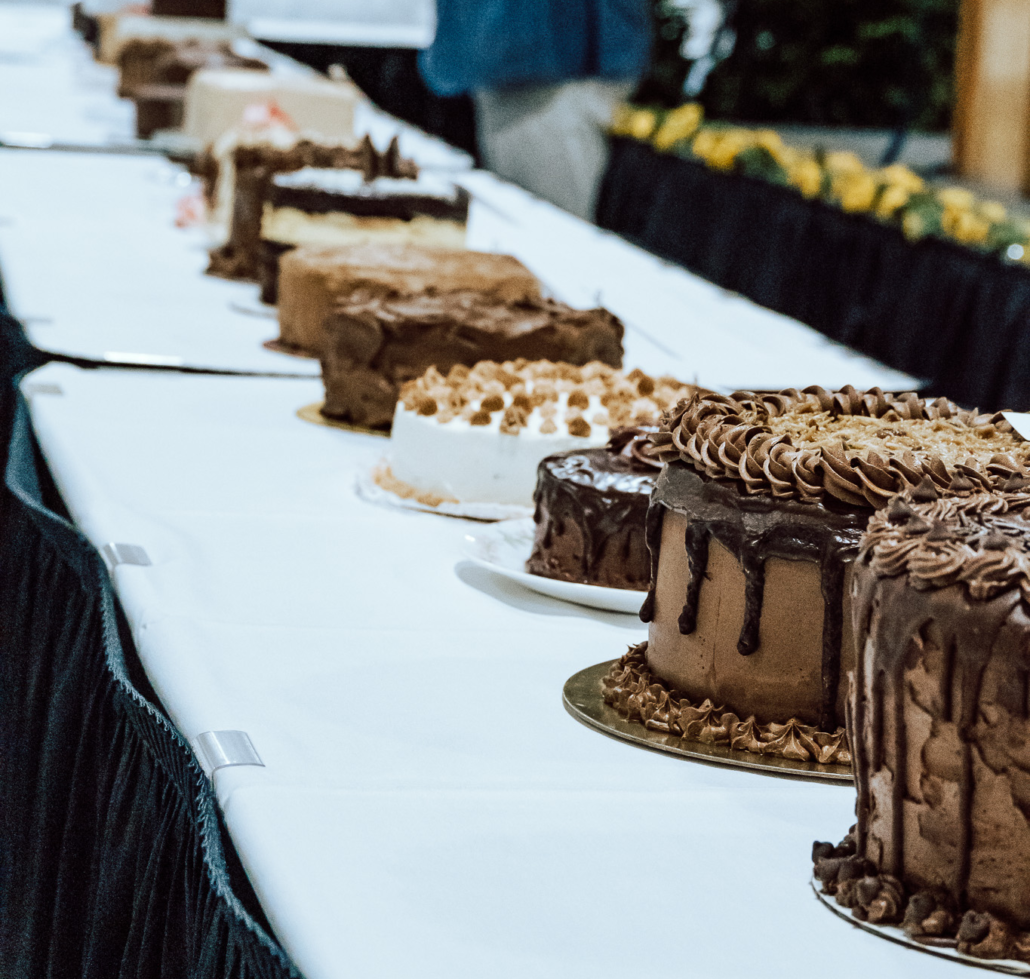 layer cakes on table